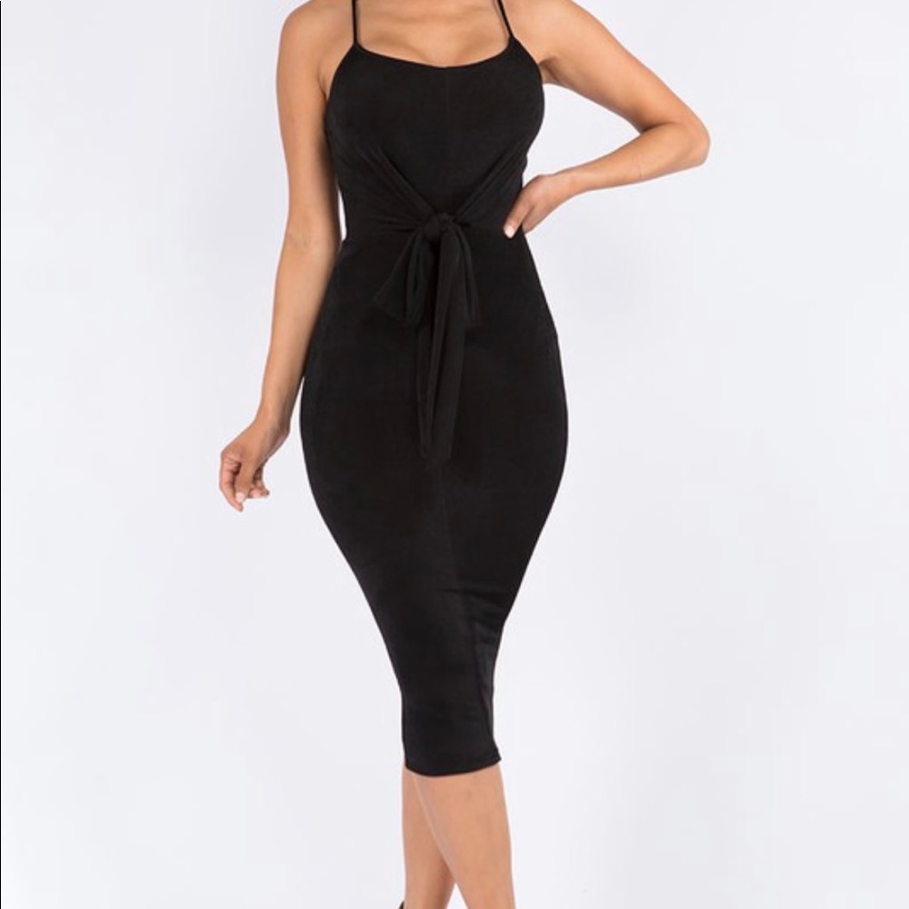 Black tie up wrap dress